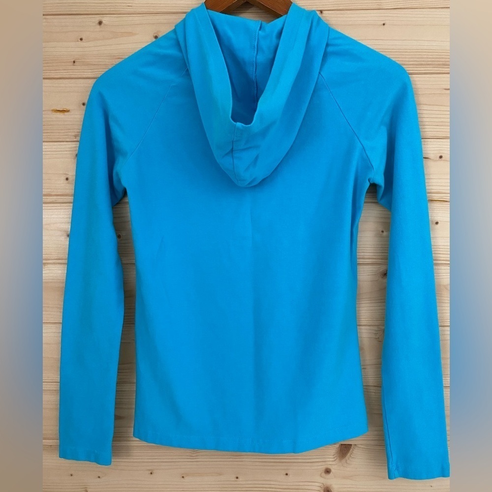 BELLA Women’s Small Turquoise Zip Soft Stylish Logo Sweatshirt Hooded Hoodie - Picture 3 of 11